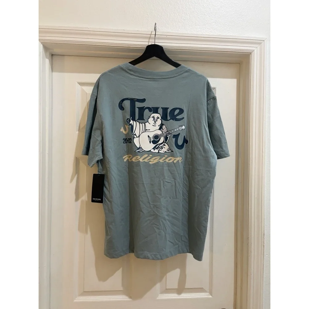 True Religion Buddha Graphic T-Shirt NWT Men Large Cotton Short Sleeve Logo Tee